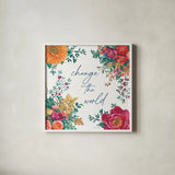 Floral Drama V by Beth Grove. Shown in a crisp white glass frame for a clean and minimalist style. Available as an archival giclee rolled canvas, fine art paper, or poster print. SKU 80330a.