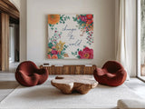 Floral Drama V by Beth Grove. Shown as extra-large giant wall art in a modern living room. Available as an archival giclee rolled canvas, fine art paper, or poster print. SKU 80330a.