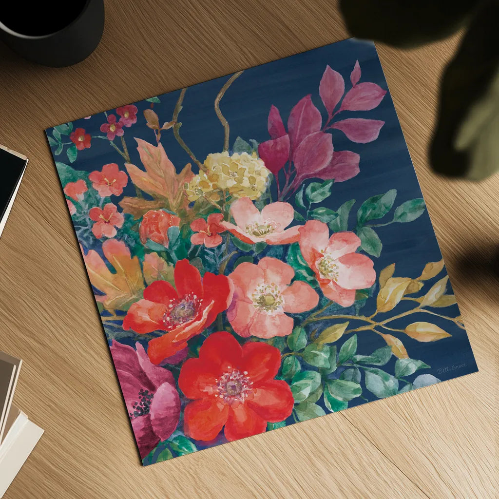 Floral Drama VI by Beth Grove. Shown as a detailed flat fine art print, highlighting archival giclee quality. Available as an archival giclee rolled canvas, fine art paper, or poster print. SKU 80331a.