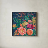 Floral Drama VII by Beth Grove. Shown in a sleek black glass frame for a contemporary gallery look. Available as an archival giclee rolled canvas, fine art paper, or poster print. SKU 80332a.