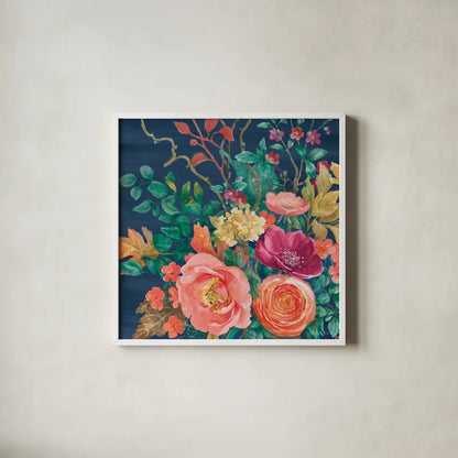 Floral Drama VII by Beth Grove. Shown in a crisp white glass frame for a clean and minimalist style. Available as an archival giclee rolled canvas, fine art paper, or poster print. SKU 80332a.