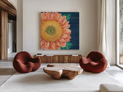 Floral Drama VIII by Beth Grove. Shown as extra-large giant wall art in a modern living room. Available as an archival giclee rolled canvas, fine art paper, or poster print. SKU 80333a.