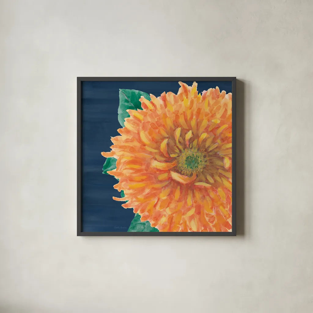 Floral Drama XI by Beth Grove. Shown in a sleek black glass frame for a contemporary gallery look. Available as an archival giclee rolled canvas, fine art paper, or poster print. SKU 80336a.