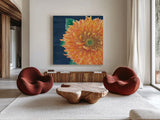 Floral Drama XI by Beth Grove. Shown as extra-large giant wall art in a modern living room. Available as an archival giclee rolled canvas, fine art paper, or poster print. SKU 80336a.