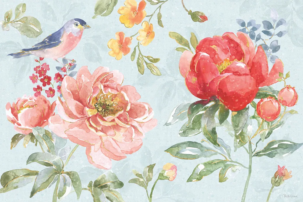 Floral Focus I Blue by Beth Grove. SKU 62331i. Archival Giclee Fine art print for wall decor.