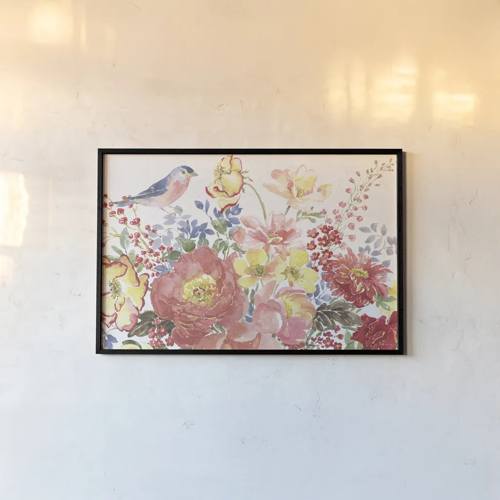 Floral Focus II by Beth Grove. shown as a paper print in a black flame. Available as a archival giclee rolled canvas, fine art paper, or poster print. SKU 62323i.