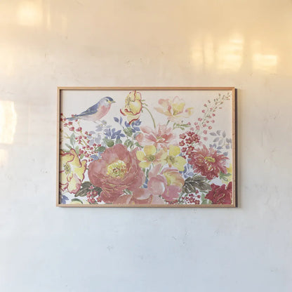 Floral Focus II by Beth Grove. shown as a paper print in a natural frame. Available as a archival giclee rolled canvas, fine art paper, or poster print. SKU 62323i.