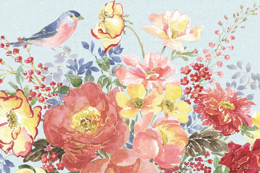 Floral Focus II Blue by Beth Grove. SKU 62332i. Archival Giclee Fine art print for wall decor.