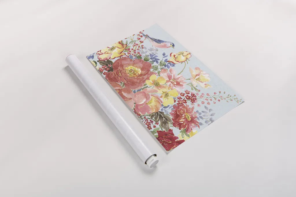 Floral Focus II Blue by Beth Grove. shown as a rolled paper print. Available as archival giclee rolled canvas, fine art paper, or poster print. SKU 62332i.