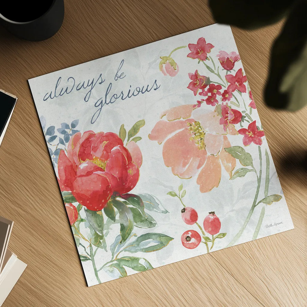 Floral Focus IV by Beth Grove. Shown as a detailed flat fine art print, highlighting archival giclee quality. Available as an archival giclee rolled canvas, fine art paper, or poster print. SKU 62325a.