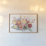 Floral Focus V by Beth Grove. shown as a paper print in a natural frame. Available as a archival giclee rolled canvas, fine art paper, or poster print. SKU 62326i.
