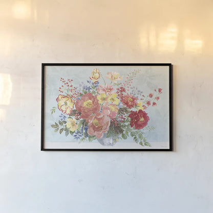 Floral Focus V Blue by Beth Grove. shown as a paper print in a black flame. Available as a archival giclee rolled canvas, fine art paper, or poster print. SKU 62335i.