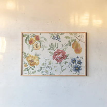 Floral Solitude I by Beth Grove. shown as a paper print in a natural frame. Available as a archival giclee rolled canvas, fine art paper, or poster print. SKU 67777i.
