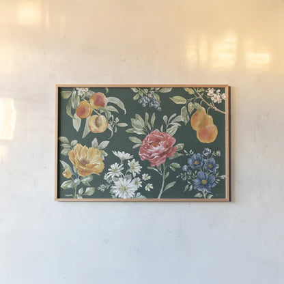 Floral Solitude I Dark by Beth Grove. shown as a paper print in a natural frame. Available as a archival giclee rolled canvas, fine art paper, or poster print. SKU 67790i.