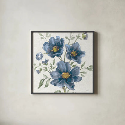 Floral Solitude VIII by Beth Grove. Shown in a sleek black glass frame for a contemporary gallery look. Available as an archival giclee rolled canvas, fine art paper, or poster print. SKU 67784a.