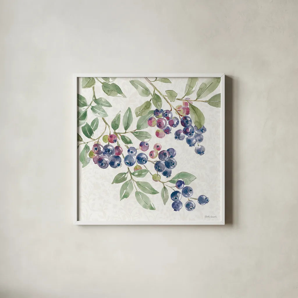 Floral Solitude X by Beth Grove. Shown in a crisp white glass frame for a clean and minimalist style. Available as an archival giclee rolled canvas, fine art paper, or poster print. SKU 67786a.