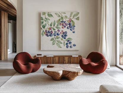 Floral Solitude X by Beth Grove. Shown as extra-large giant wall art in a modern living room. Available as an archival giclee rolled canvas, fine art paper, or poster print. SKU 67786a.