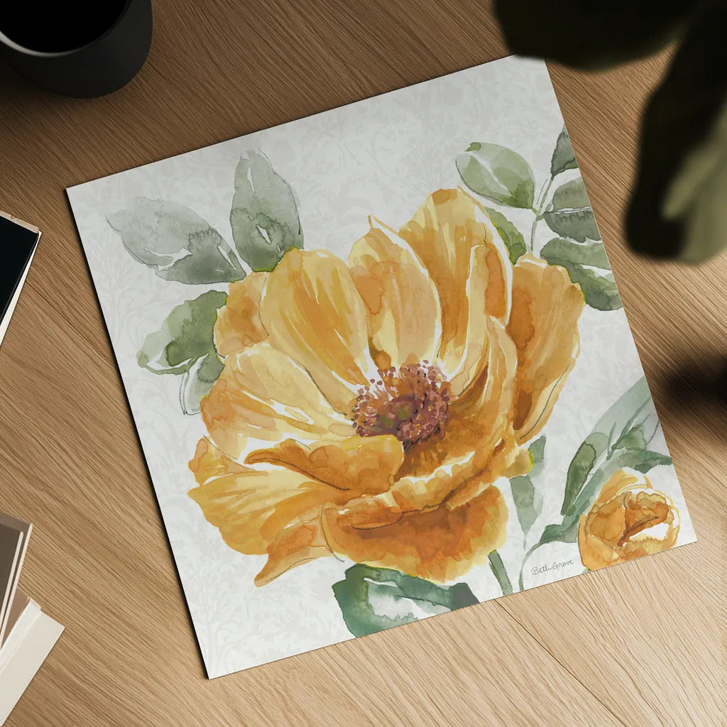 Floral Solitude XI by Beth Grove. Shown as a detailed flat fine art print, highlighting archival giclee quality. Available as an archival giclee rolled canvas, fine art paper, or poster print. SKU 67787a.