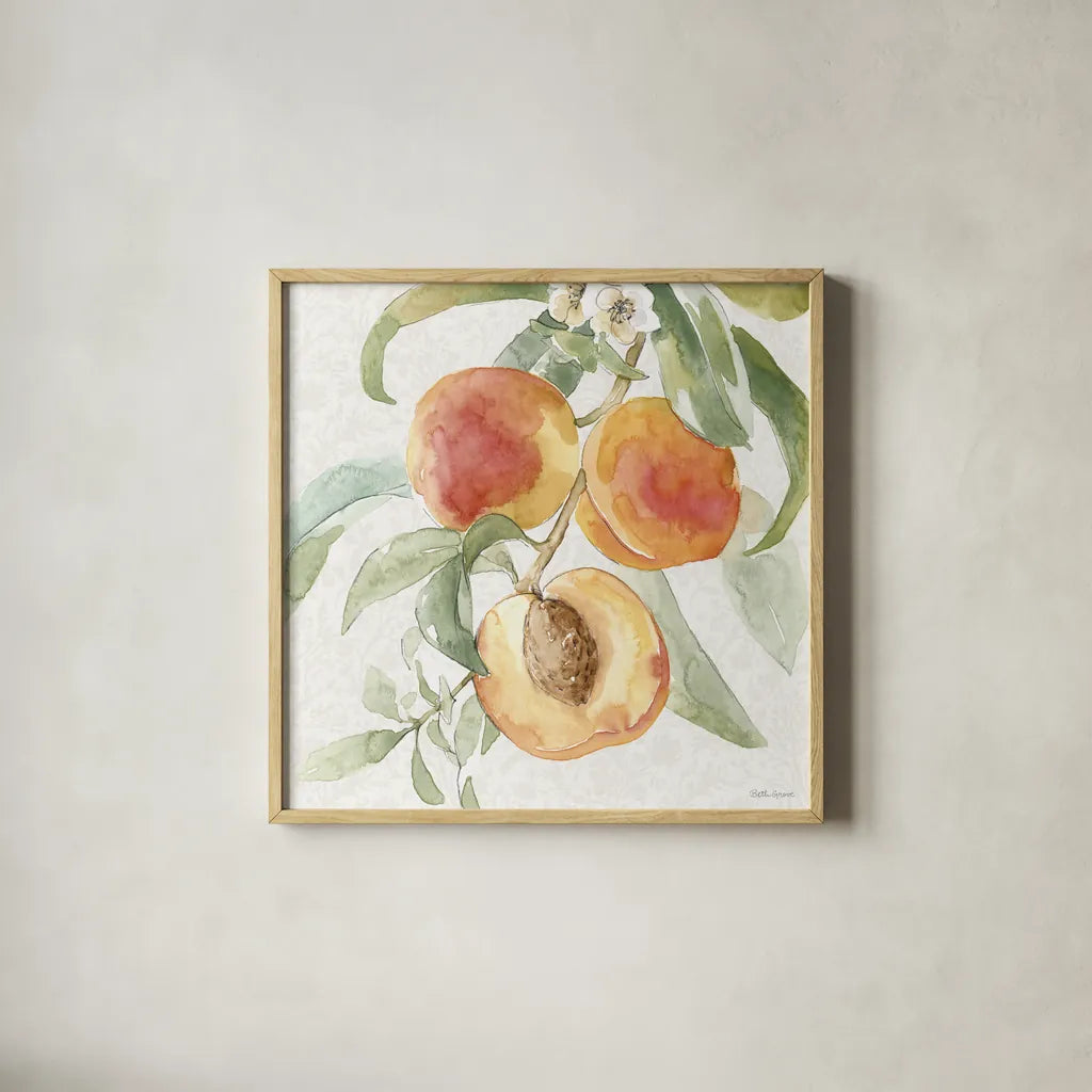 Floral Solitude XIII by Beth Grove. Shown in a natural wood glass frame for a timeless modern aesthetic. Available as an archival giclee rolled canvas, fine art paper, or poster print. SKU 67789a.