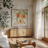 Floral Solitude XIII by Beth Grove. Shown in a natural wood frame in a cozy modern living room. Available as an archival giclee rolled canvas, fine art paper, or poster print. SKU 67789a.