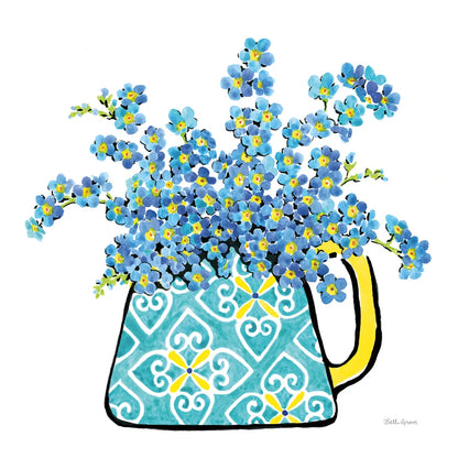 Floral Teacups IV by Beth Grove. SKU 32790a. Archival Giclee Fine art print for wall decor.