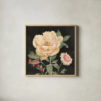 Flower Show III by Beth Grove. Shown in a natural wood glass frame for a timeless modern aesthetic. Available as an archival giclee rolled canvas, fine art paper, or poster print. SKU 87008a.