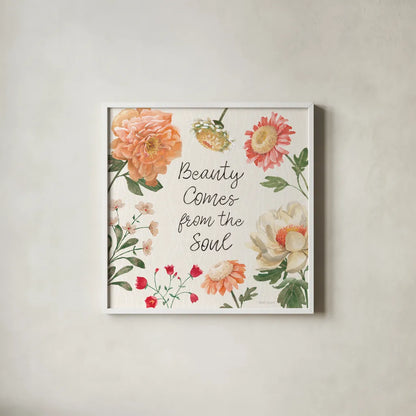 Flower Show IX by Beth Grove. Shown in a crisp white glass frame for a clean and minimalist style. Available as an archival giclee rolled canvas, fine art paper, or poster print. SKU 87014a.