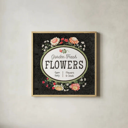 Flower Show VI by Beth Grove. Shown in a natural wood glass frame for a timeless modern aesthetic. Available as an archival giclee rolled canvas, fine art paper, or poster print. SKU 87011a.