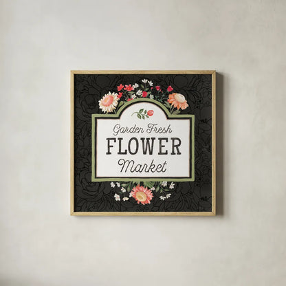Flower Show VII by Beth Grove. Shown in a natural wood glass frame for a timeless modern aesthetic. Available as an archival giclee rolled canvas, fine art paper, or poster print. SKU 87012a.
