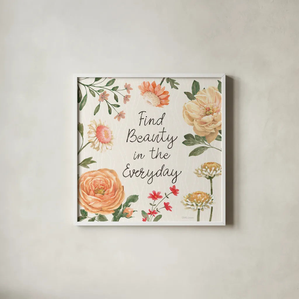 Flower Show VIII by Beth Grove. Shown in a crisp white glass frame for a clean and minimalist style. Available as an archival giclee rolled canvas, fine art paper, or poster print. SKU 87013a.