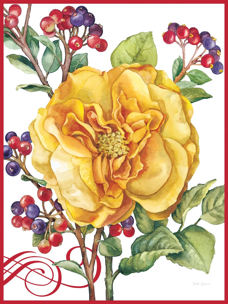 Flowers and Berries Rose by Beth Grove