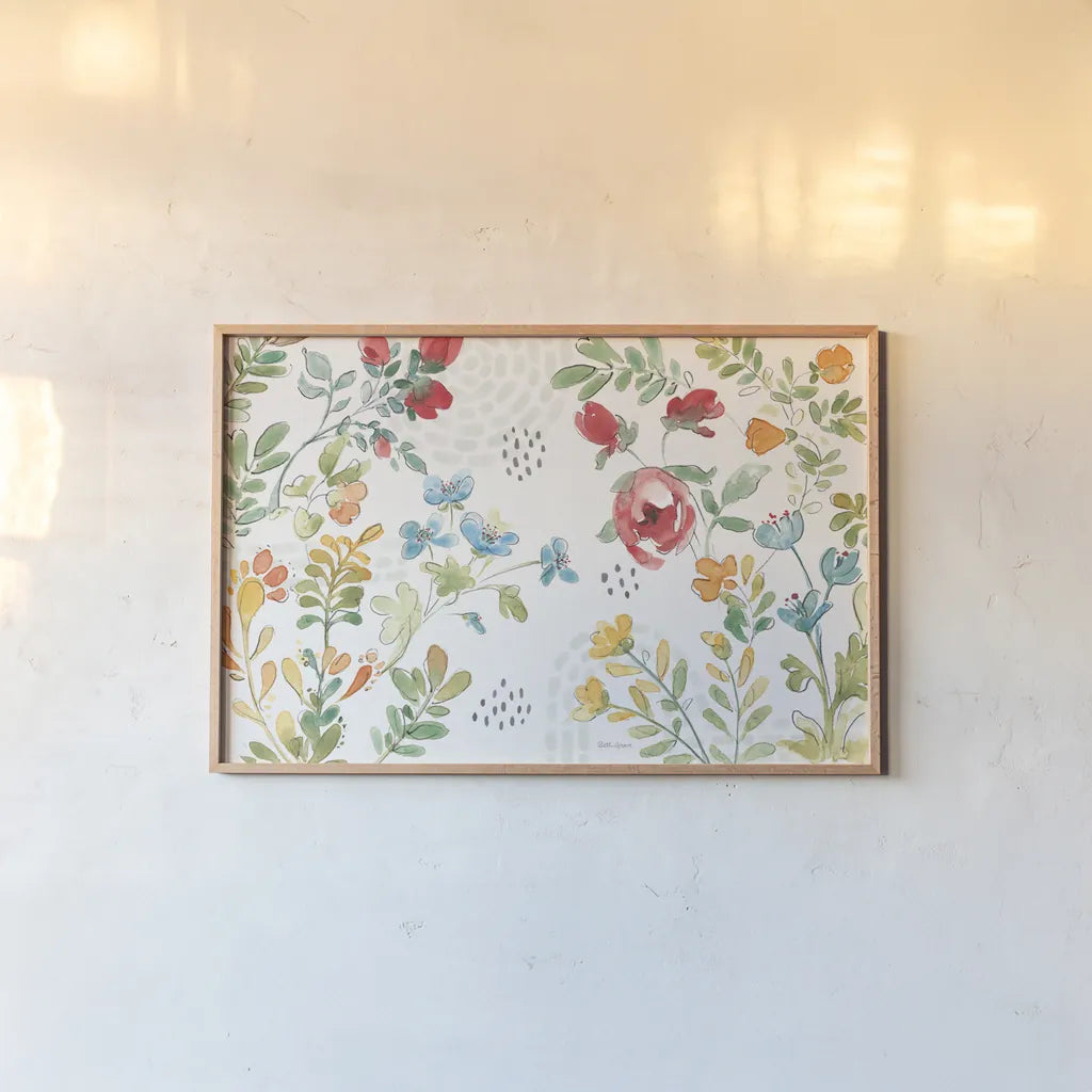 Fluid Petals I by Beth Grove. shown as a paper print in a natural frame. Available as a archival giclee rolled canvas, fine art paper, or poster print. SKU 89728i.