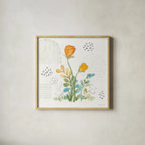 Fluid Petals II by Beth Grove. Shown in a natural wood glass frame for a timeless modern aesthetic. Available as an archival giclee rolled canvas, fine art paper, or poster print. SKU 89729a.