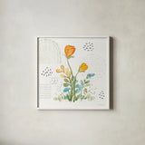 Fluid Petals II by Beth Grove. Shown in a crisp white glass frame for a clean and minimalist style. Available as an archival giclee rolled canvas, fine art paper, or poster print. SKU 89729a.
