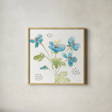 Fluid Petals VIII by Beth Grove. Shown in a natural wood glass frame for a timeless modern aesthetic. Available as an archival giclee rolled canvas, fine art paper, or poster print. SKU 89735a.