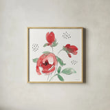 Fluid Petals XI by Beth Grove. Shown in a natural wood glass frame for a timeless modern aesthetic. Available as an archival giclee rolled canvas, fine art paper, or poster print. SKU 89738a.