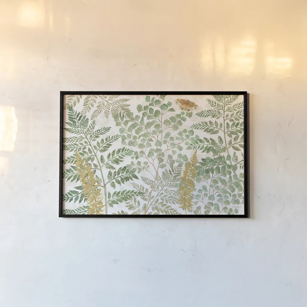 Forest Finds I by Beth Grove. shown as a paper print in a black flame. Available as a archival giclee rolled canvas, fine art paper, or poster print. SKU 83147i.