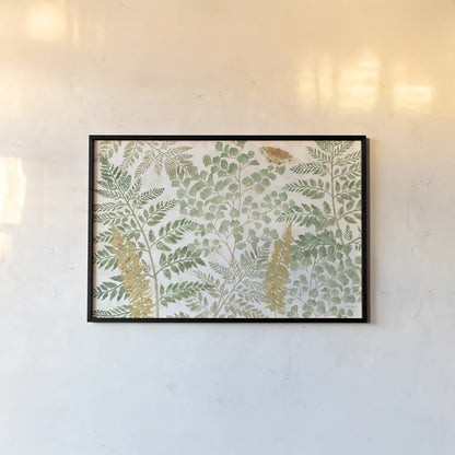 Forest Finds I by Beth Grove. shown as a paper print in a black flame. Available as a archival giclee rolled canvas, fine art paper, or poster print. SKU 83147i.