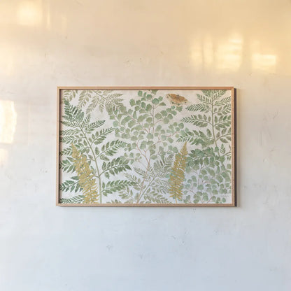 Forest Finds I by Beth Grove. shown as a paper print in a natural frame. Available as a archival giclee rolled canvas, fine art paper, or poster print. SKU 83147i.