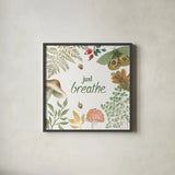 Forest Finds V by Beth Grove. Shown in a sleek black glass frame for a contemporary gallery look. Available as an archival giclee rolled canvas, fine art paper, or poster print. SKU 83151a.