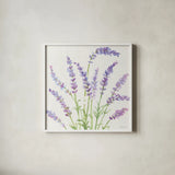 Fresh Floral VI by Beth Grove. Shown in a crisp white glass frame for a clean and minimalist style. Available as an archival giclee rolled canvas, fine art paper, or poster print. SKU 97686a.