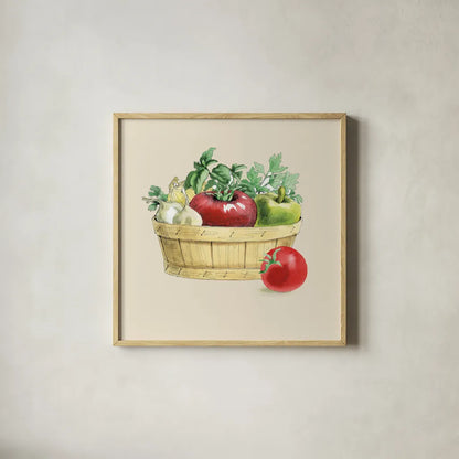 Fresh From The Garden I Cream by Beth Grove. Shown in a natural wood glass frame for a timeless modern aesthetic. Available as an archival giclee rolled canvas, fine art paper, or poster print. SKU 68116a.
