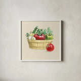 Fresh From The Garden I Cream by Beth Grove. Shown in a crisp white glass frame for a clean and minimalist style. Available as an archival giclee rolled canvas, fine art paper, or poster print. SKU 68116a.