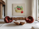 Fresh From The Garden I Cream by Beth Grove. Shown as extra-large giant wall art in a modern living room. Available as an archival giclee rolled canvas, fine art paper, or poster print. SKU 68116a.