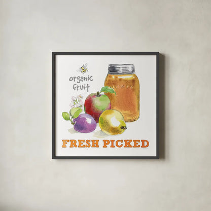 Fresh From The Garden II by Beth Grove. Shown in a sleek black glass frame for a contemporary gallery look. Available as an archival giclee rolled canvas, fine art paper, or poster print. SKU 31978a.