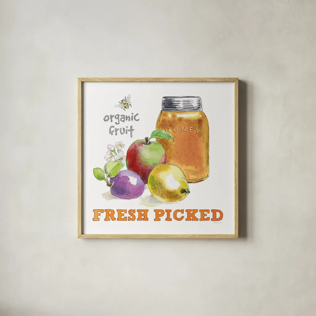 Fresh From The Garden II by Beth Grove. Shown in a natural wood glass frame for a timeless modern aesthetic. Available as an archival giclee rolled canvas, fine art paper, or poster print. SKU 31978a.