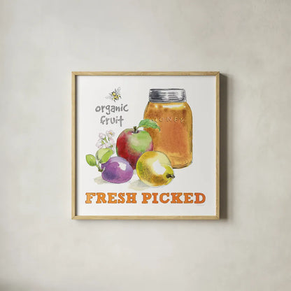 Fresh From The Garden II by Beth Grove. Shown in a natural wood glass frame for a timeless modern aesthetic. Available as an archival giclee rolled canvas, fine art paper, or poster print. SKU 31978a.