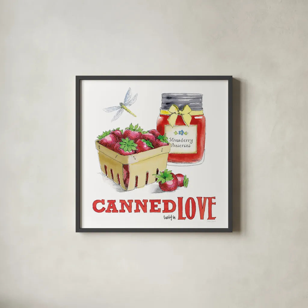 Fresh From The Garden III by Beth Grove. Shown in a sleek black glass frame for a contemporary gallery look. Available as an archival giclee rolled canvas, fine art paper, or poster print. SKU 31979a.