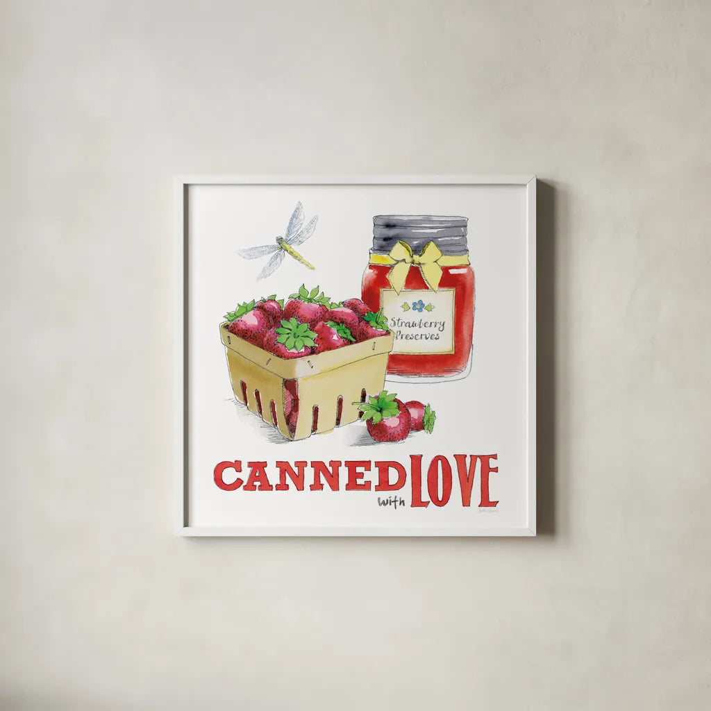 Fresh From The Garden III by Beth Grove. Shown in a crisp white glass frame for a clean and minimalist style. Available as an archival giclee rolled canvas, fine art paper, or poster print. SKU 31979a.