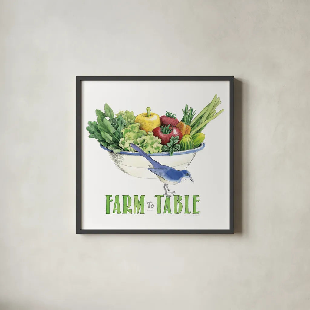 Fresh From The Garden IV by Beth Grove. Shown in a sleek black glass frame for a contemporary gallery look. Available as an archival giclee rolled canvas, fine art paper, or poster print. SKU 31980a.